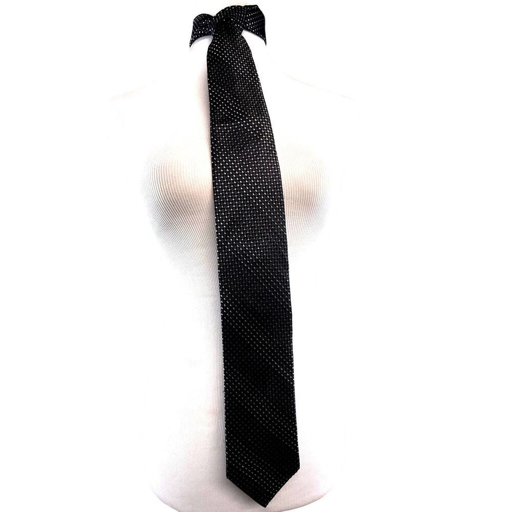 SKU3010 Cooper & Stewart C&S Black Tie Men's Satin Silk Necktie NWT